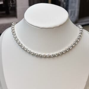 D'Orlan Rhodium Plated Necklace with Swarovski Crystals 16-18"